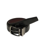 Men&#39;s VALENTINI Plain Leather Belt Pin Buckle Reversible SW63 Black or B... - $41.06 CAD