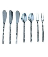Amici New Age Stainless Bamboo Tiki Design Flatware Lot of 7 Cocktail Fork - $19.44 CAD