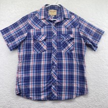 Wrangler Mens Western Fashion Pearl Snap Shirt Sz Large Blue Plaid Short... - £17.40 GBP