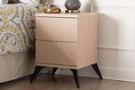 Ana Two-Tone Light Brown and Black Wood 2-Drawer Nightstand - $2,233.75 MXN