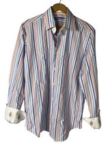 Robert Graham Shirt Size Medium Large M/L 16 Flip Cuff Mens Stripe Butto... - $49.83