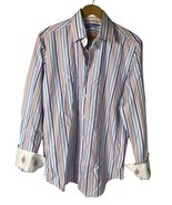 Robert Graham Shirt Size Medium Large M/L 16 Flip Cuff Mens Stripe Butto... - $49.83