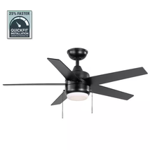 Hampton Bay Mena 44 In. LED Indoor/Outdoor Matte Black Ceiling Fan with ... - $152.60