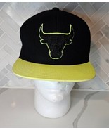 Chicago Bulls Snapback Hat Black Neon Yellow NBA Basketball Adidas - £12.84 GBP