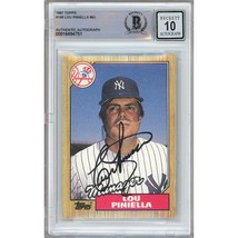 Lou Piniella New York Yankees Signed 1987 Topps Card #168 BAS BGS Auto 10 Slab - £102.12 GBP