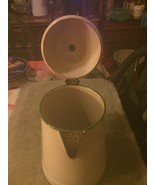 Vintage Cream-Beige and Green Enamelware Coffee Pot - $59.40