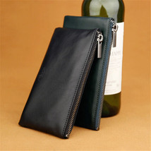 Retro Genuine Calf Leather Hand-Made Light Wallet Cash Bill Purse Card C... - £22.34 GBP