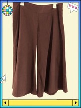  JANETTE CULOTTE PANTS L WIDE LEG  SIDE ZIP BROWN COTTON  - $14.85