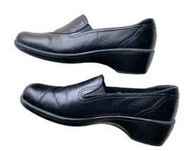 Clarks Womens 84634 Size 6 Black Leather Slip on Loafer Flats Passes Bend Test! - £11.52 GBP