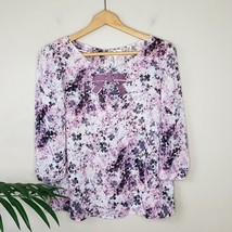 LC Lauren Conrad | Purple Floral Bow Front Blouse, size small - £13.77 GBP