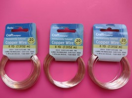 (3 PK)  DARICE CRAFT DESIGNER 20 GAUGE 8 YD PINK COLORED COPPER WIRE - £7.77 GBP