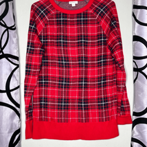 Target Brand Merona red black &amp;white plaid sweater - £7.69 GBP