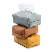 Genuine Leather Tissue Box Cover Home Decor Storage For Tissue Holder Paper  - £15.84 GBP