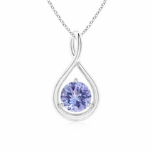 ANGARA Solitaire Round Tanzanite Infinity Twist Pendant in 14K Solid Gold - £394.88 GBP
