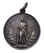 1800&#39;s Catholic Medal of Marie/Sacred Heart in Silver, 33 mm, 13.3 grams - $167.22 CAD