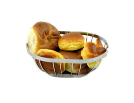 Chrome Bread and Fruit Basket Muffins Restaurant and Home Oval 9.25&quot; x 7&quot; - £7.04 GBP