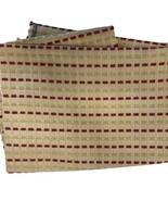 Fabric Remnant Scrap Pieces Basket Weave Tan Red Pillows Placemats Quilting - £12.02 GBP