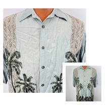 Batik Bay Hawaiian Aloha Green M Shirt Geometric Palm Trees Tropical Beach - £39.86 GBP