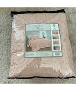 Geneva Home Fashion 9-Piece Solid Pink Reversible Quilt Set Queen Gray S... - $44.99