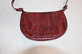 Eel Skin Purse Miss Tony Lama Burgundy Accent Vintage Bag Handbag Tote - $25.13