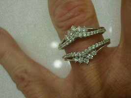 2Ct Rund Künstlicher Diamant Verstärker Wickel Schutz Ring 14k Weiß Vergoldet - £58.42 GBP