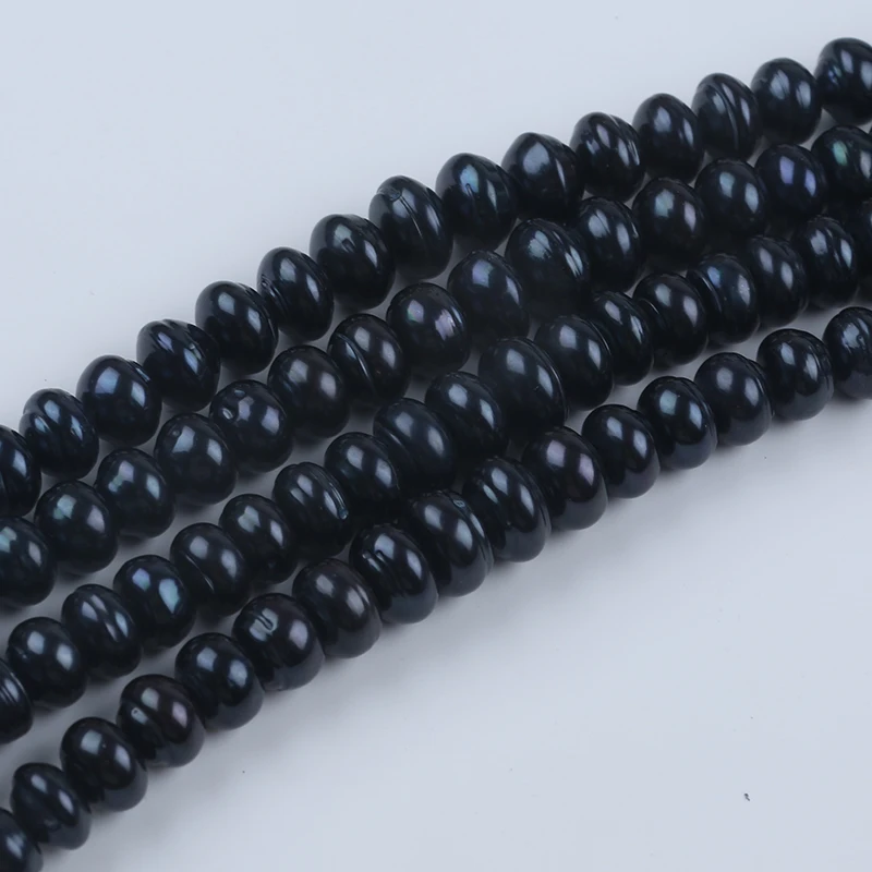 12-13mm Black Natural Loose Real Freshwater Button Pearl Beads Strand - £24.87 GBP