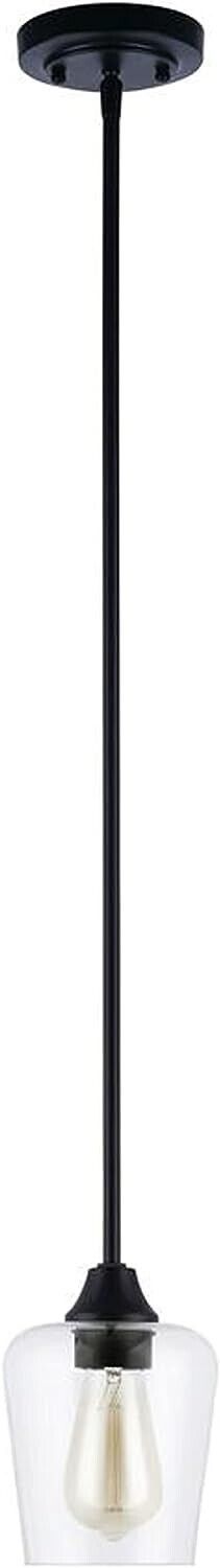 Hampton Bay Pavlen 5.5 in 1-Light Black Mini Pendant with Clear Glass Shade - £19.58 GBP