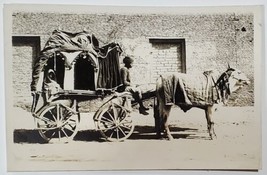 India Young Girl in Carriage Ox Cart Fancy Textile Man Turban RPPC Postcard A29 - £15.85 GBP