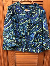 Ruby Road Jacket Womens 20W Blue Green Teal Button Front Paisley Office ... - £15.75 GBP
