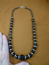 (v305-40) 24&quot; long black Onyx gemstone + AB crystal beaded Necklace Jewelry - £138.25 GBP