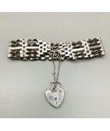 Vintage Sterling Silver 5 Bar Gate Bracelet With Ornate Padlock - $71.43