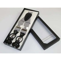 ELEGANT Suspenders Clip on and Button Option for Slacks or Suit Pants Silver image 3