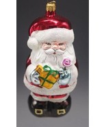 ITALIAN GLASS SANTA CLAUS WITH GIFTS CHRISTMAS ORNAMENT LARGE 6&quot; NWT - £11.20 GBP