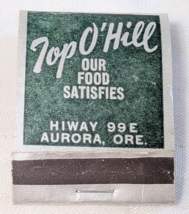TOP O&#39;HILL FOOD AURORA ONTARIO CANADA ADVERTISING MATCHBOOK COVER VINTAG... - $13.69 CAD