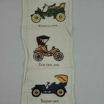 Car Crewel Sampler Bell Pull Linen Model T PARTIALLY COMPLETE PROJECT Cr... - $7.95