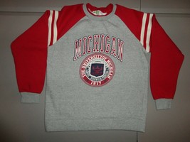 Michigan Wolverines Gray Maroon Raglan Crew University Seal Sweatshirt Youth XL - £20.92 GBP
