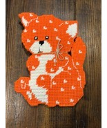 Handcrafted Plastic Canvas Crochet Cat Kitty Shelf Sitter Finished FREE ... - $27.09 CAD