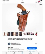 Fits Smith&amp;Wesson 38 Special Mod 10 K-Frame 4”BBL Leather Paddle Holster... - €54,99 EUR