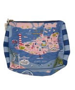 Spartina 449 Daufuskie Island Map Print Zip Pouch Blue &amp; Pink Design Coa... - $39.47 CAD