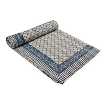 Indian Reversible Kantha Quilt Handmade Hand Block Print Bedspread Throw Queen S - £55.94 GBP