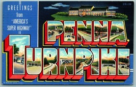 Large Letter Greeting From the Pennsylvania Turnpike PA Linen Postcard J2 - £3.84 GBP