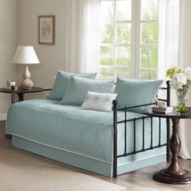 6-Piece Farmhouse Quilted Seafoam Blue Green Teal Reversible Daybed Cover Set - $3,461.13 MXN