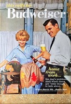 Budweiser Beer Print Ad Vintage 1962 Ephemera Wall Art Home From Work Decor - $12.53