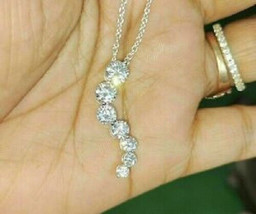 4.50 Ct Round Diamond Journey Pendant Necklace 18&quot; Free Chain 14K White ... - £56.03 GBP