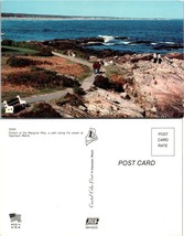 Maine Ogunquit Marginal Way Path Along the Ocean Flowers Bench Vintage Postcard - £7.36 GBP