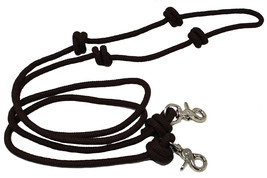 Roping Knotted Horse Tack Western Barrel Reins Nylon Round Black 60734 - $15.83
