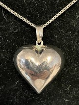 925 Sterling Silver 1” Puffy Heart With 18” 925 Necklace - $24.70
