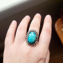 Vintage Egyptian Scarab Blue Beetle Ring - $74.99