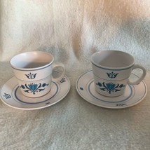 Noritake Blue Haven Progression China 9004 Set of 2 Coffee Tea Cup Mug &amp; Saucer - £14.60 GBP
