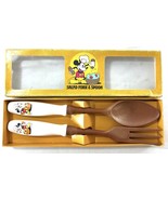 Walt Disney Productions Mickey Salad Fork and Spoon Wood/Ceramic Made in... - $559.05 MXN